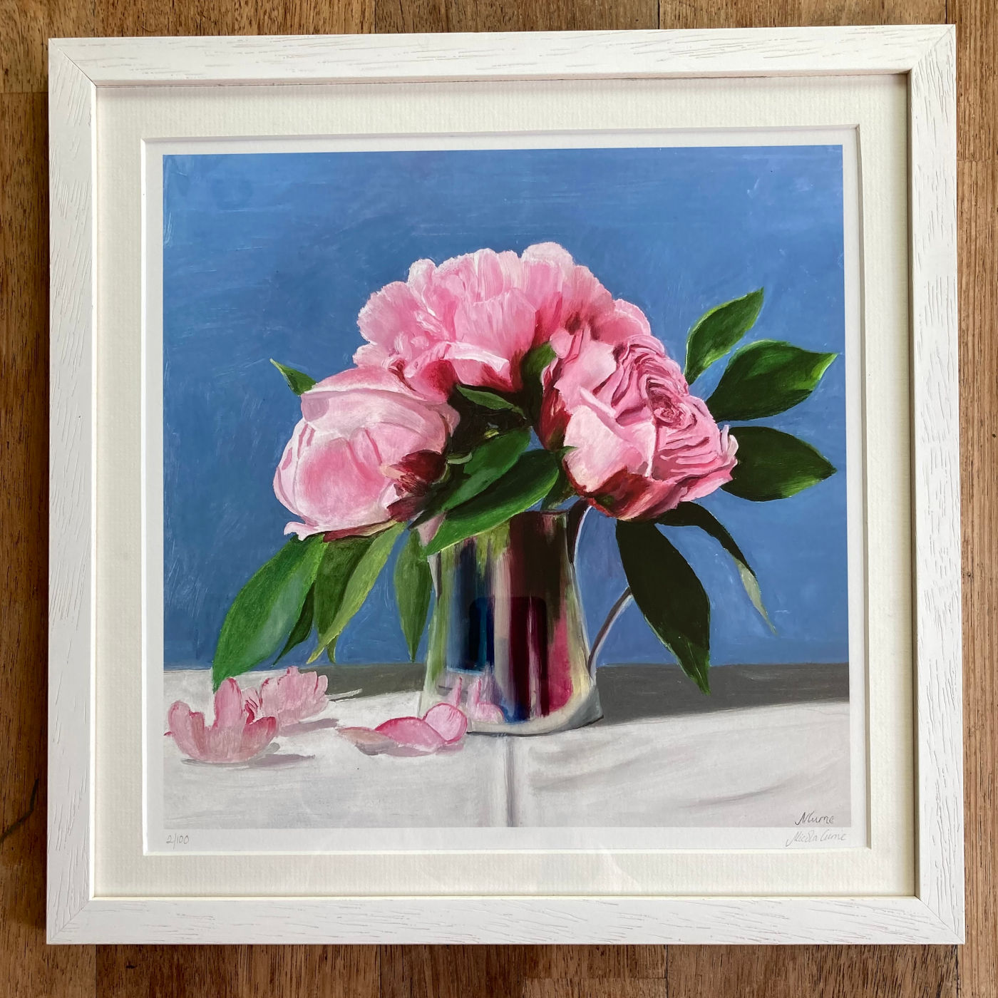 Pink Peonies in a Silver Jug