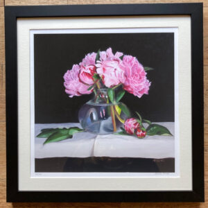 Pink Peonies in a glass vase - framed