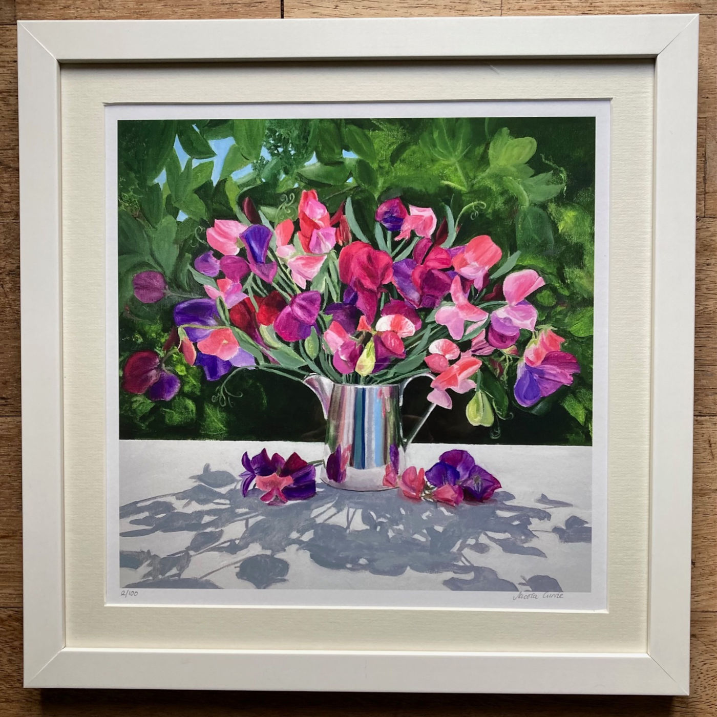 Rosemoor White Rockii Peony on Gold - framed