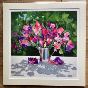 Rosemoor White Rockii Peony on Gold - mounted