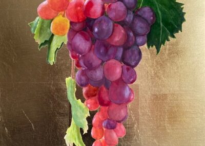 Gold leaf oil painting, grapes oil paintng