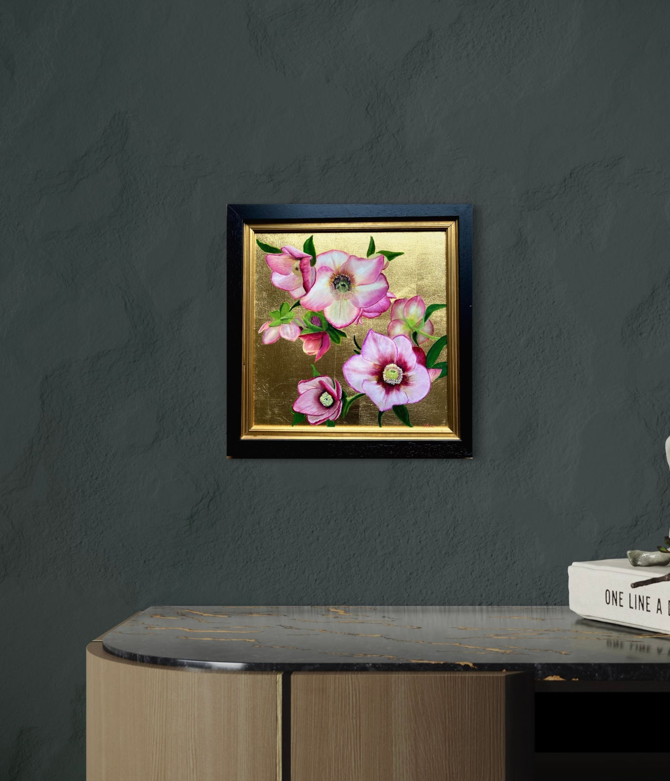 Hellebores on Gold