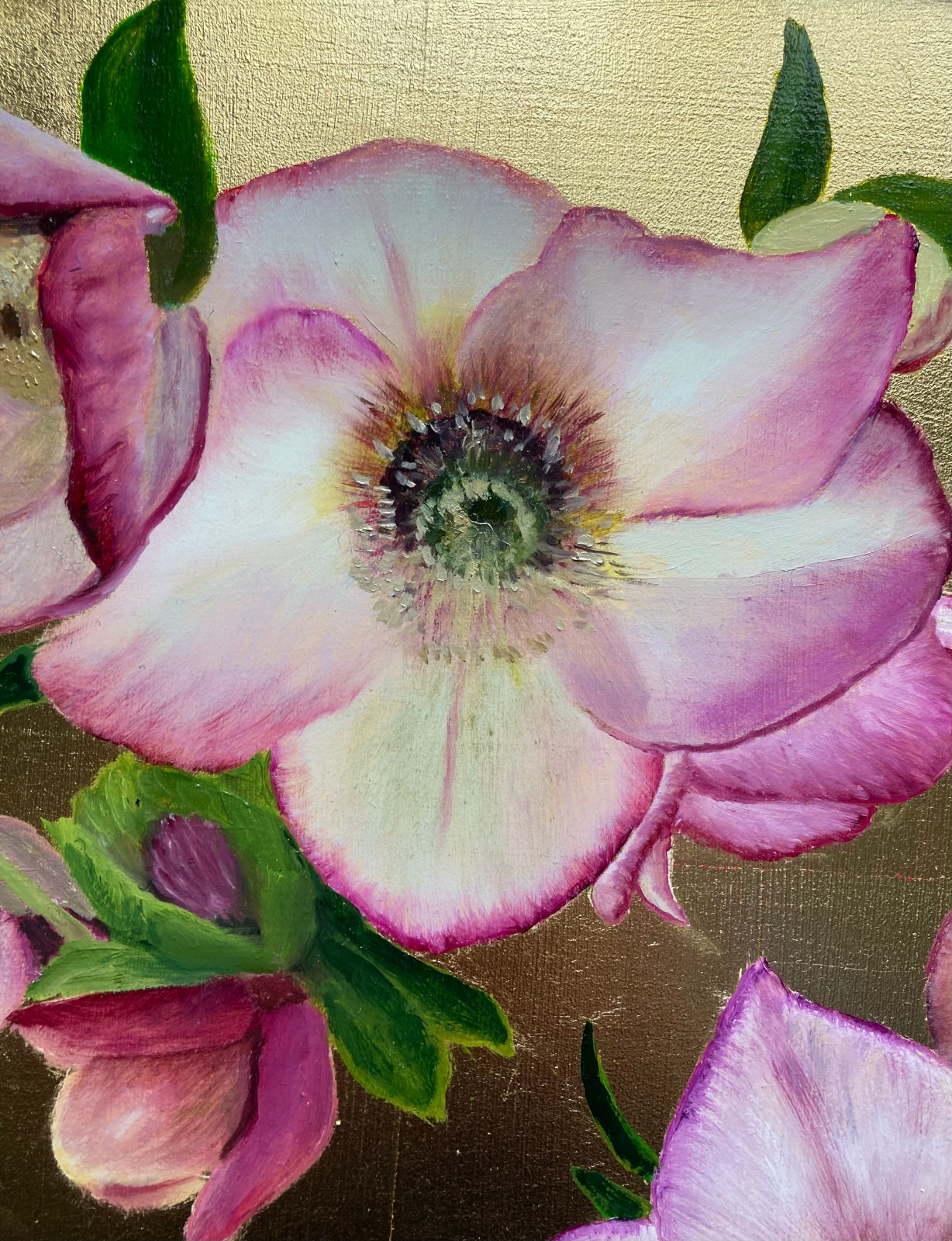 Hellebores on Gold