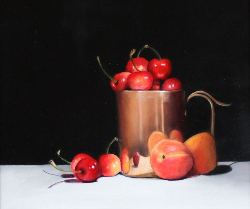 Rainier Cherries with a Silver Jug