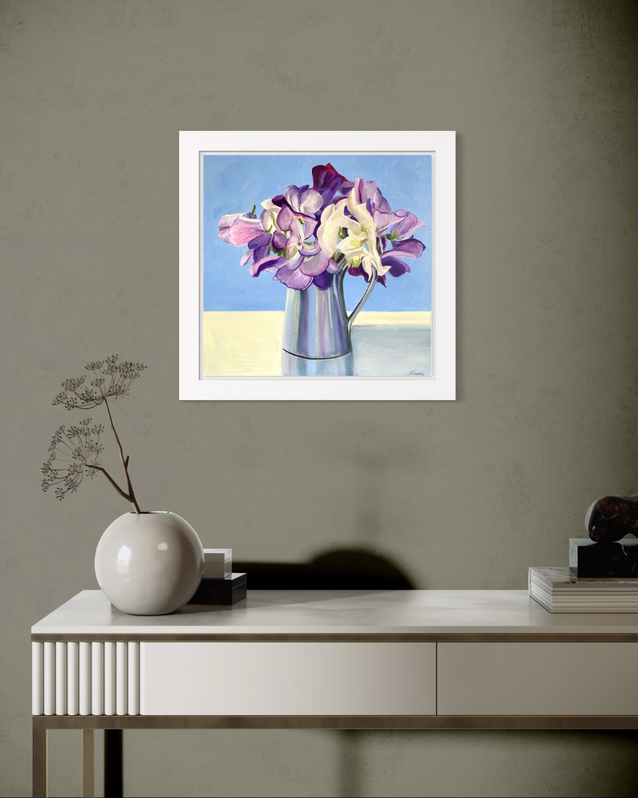 Dancing Sweet Peas Painting in a Room